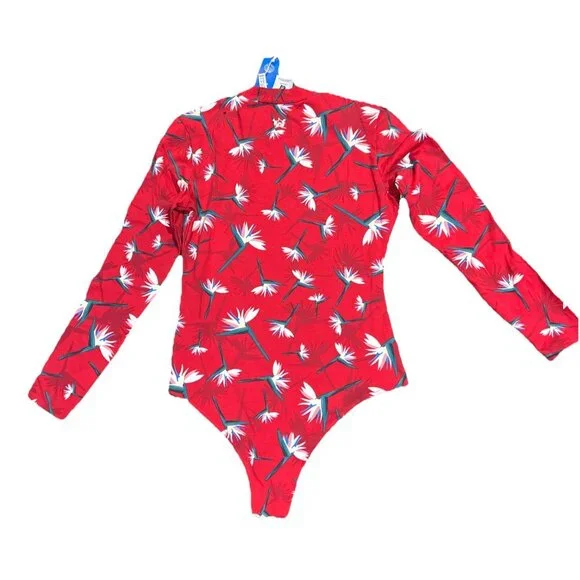 Adidas x Thebe Magugu South African red Bird of Paradise bodysuit Floral XL New - Picture 9 of 9